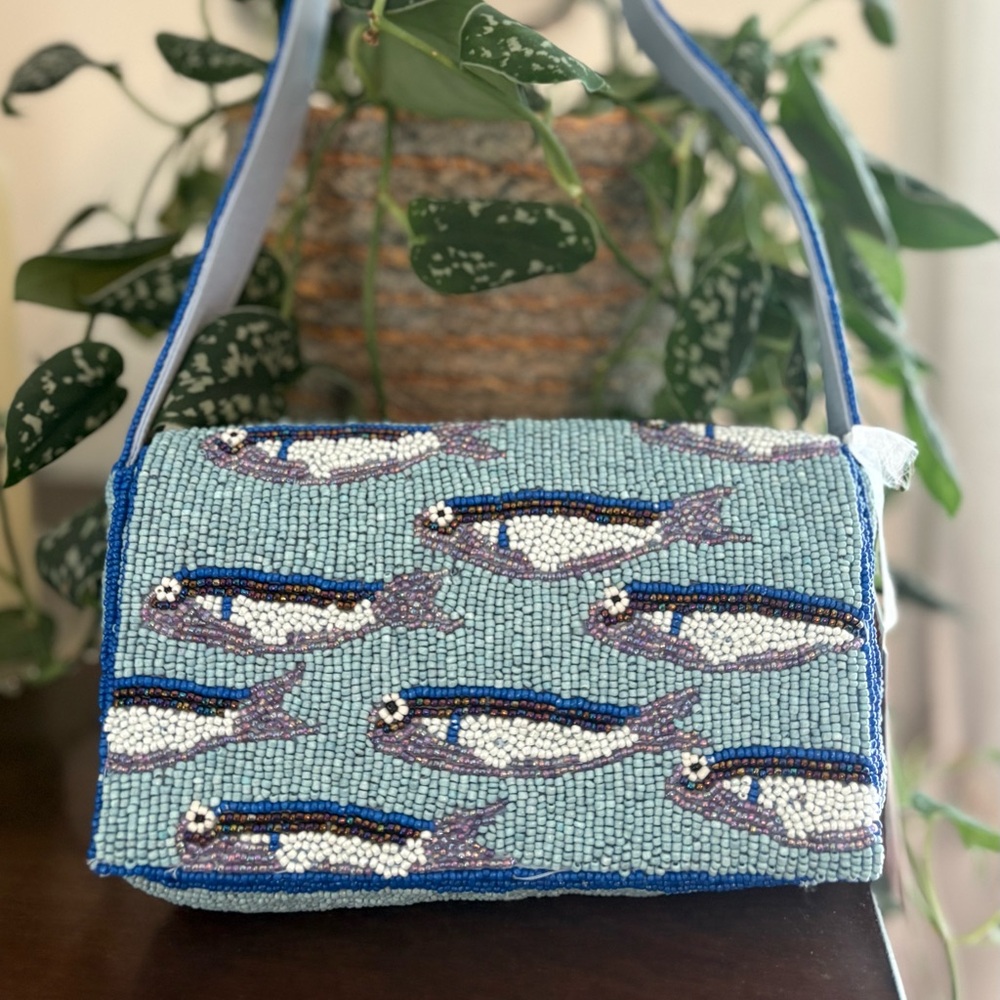Viral Sardine / Fish Beaded Bag, Made In India, NWT